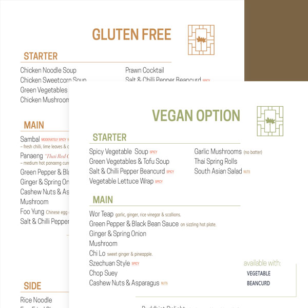 menu gluten vegan